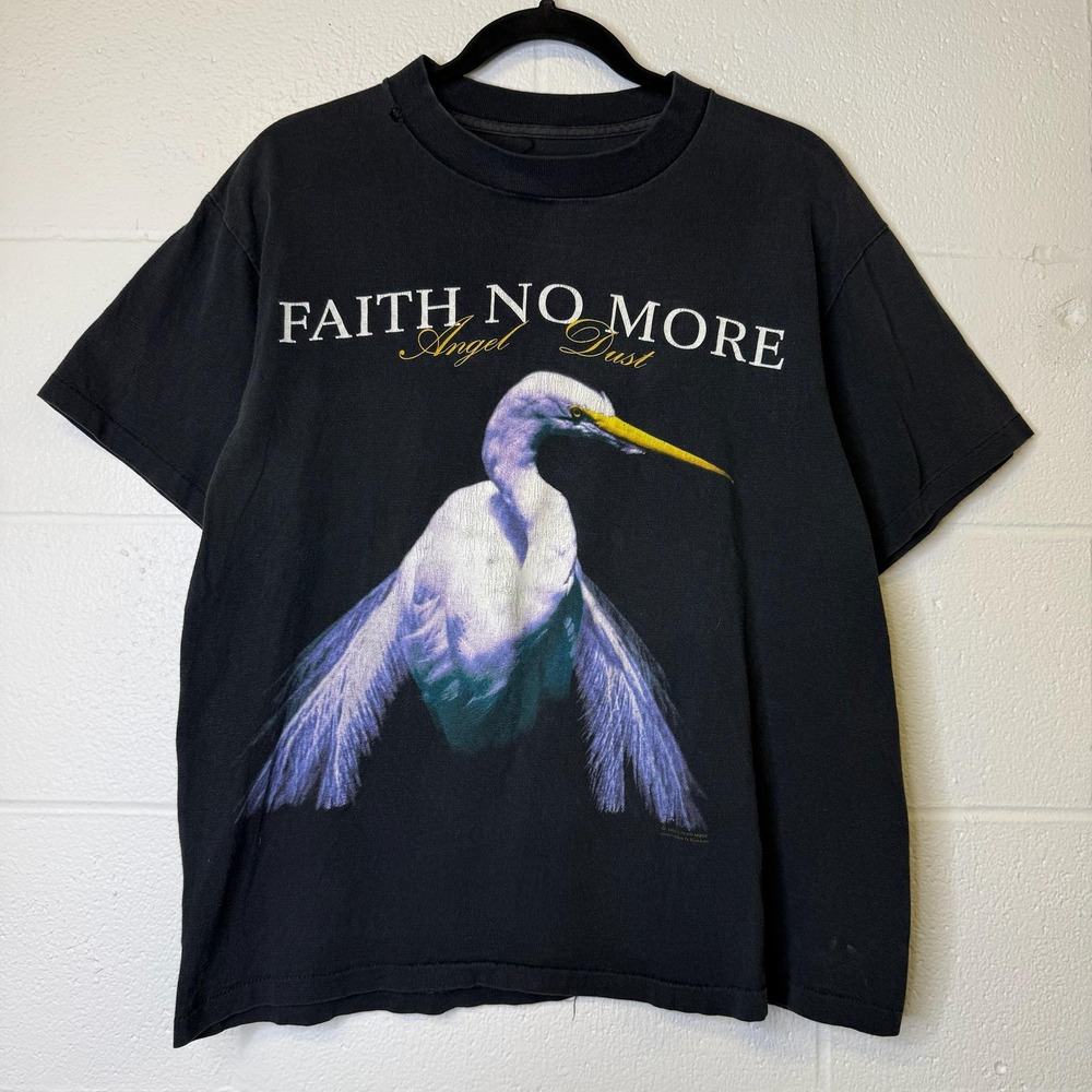 Vintage 1992 Faith No More Angel Dust T-Shirt Band 90s Tour Dates Black
